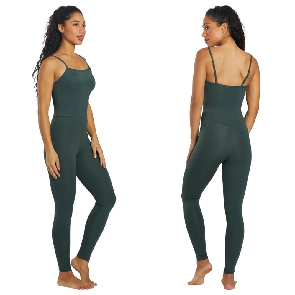 Girlfriend Collective The Unitard yoga jumpsuit moss green Medium NEW